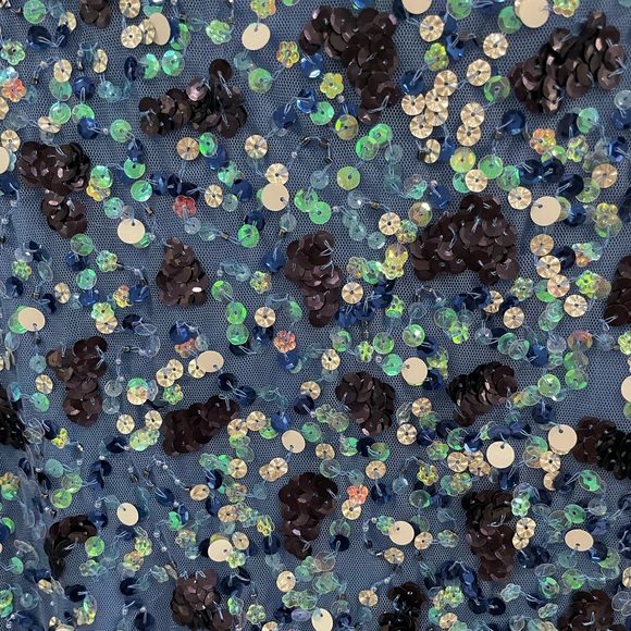 Mango sequin blue midi skirt mesh tulle party S - Picture 2 of 4